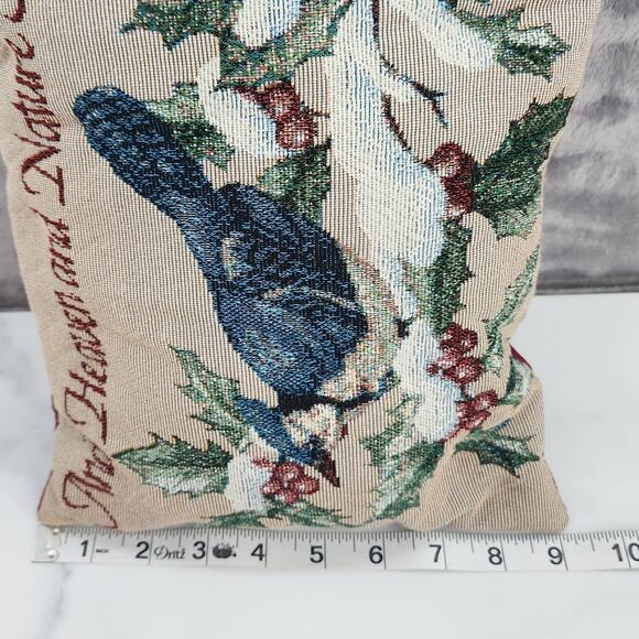 Blue Bird tapestry pillow 'And Heaven and Nature Sing' 11" X 9" winter scene - Picture 5 of 6